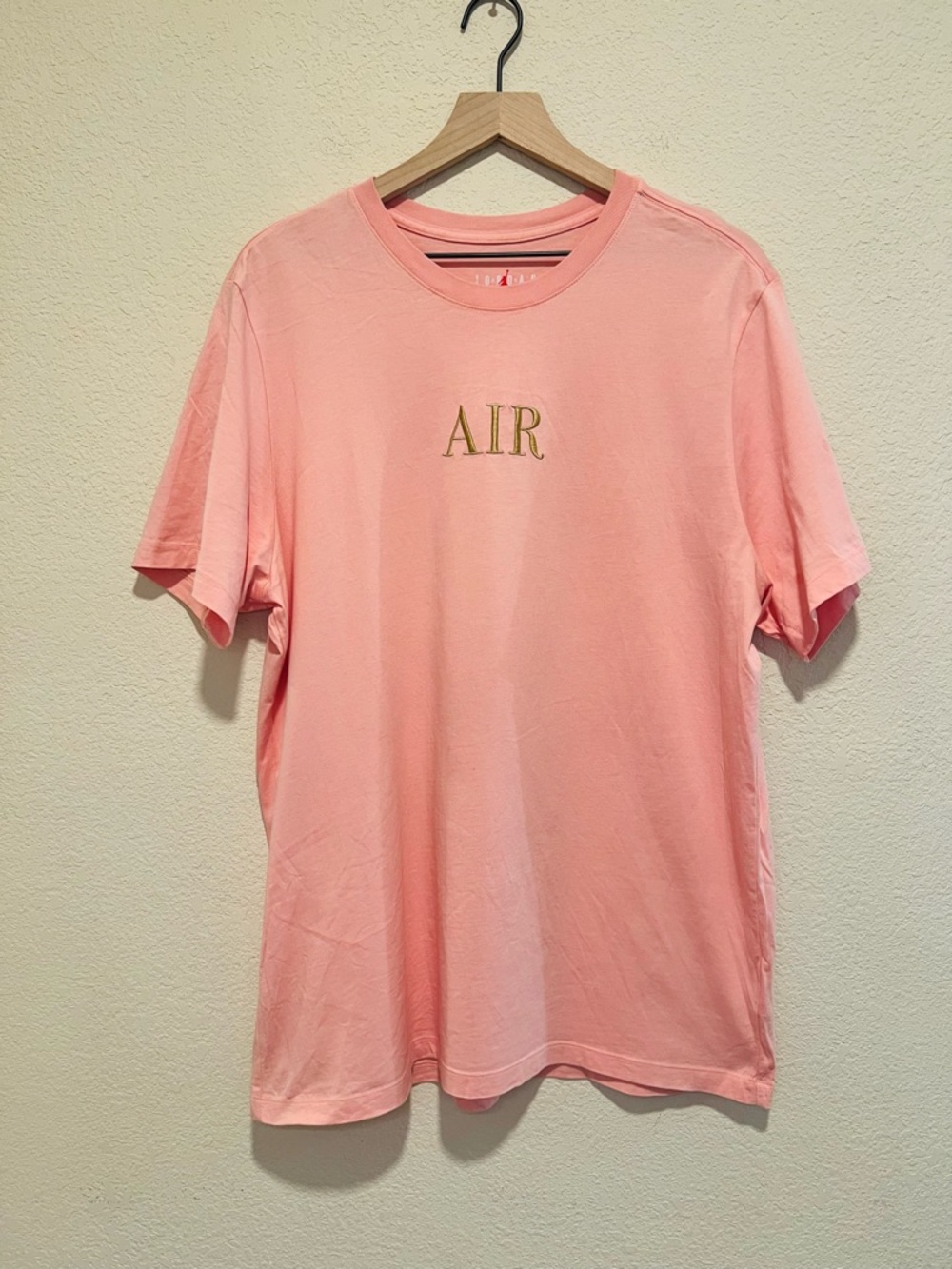 Jordan AIR Embroidered Crew Tee - Pink with Gold Logo XL
